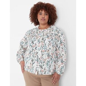 Lane Bryant Floral Long Sleeve‎ Button Down Shirt Size 18 $70 NWT!